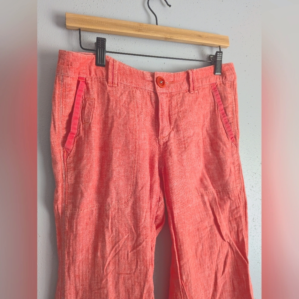 ANTHROPOLOGIE Pilcro and the letterpress Coral Linen Pants